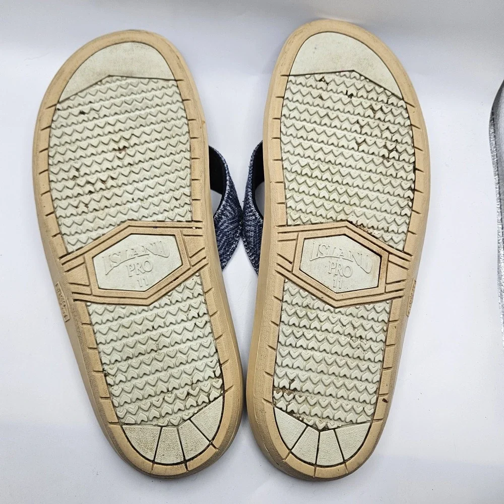 Island Slipper Mens Blue Tropical Print Flip Flops Summer Comfort Vacation Sz 11